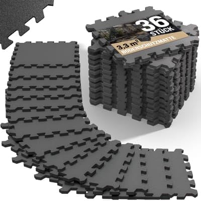 Monzana ® Fitnessvloerbeschermingsmat met randen, 30 x 30 cm, 36 stuks, antislip, EVA-schuim, puzzelmat, voor fitnessapparatuur, 3 m², grijs Monzana ® Fitnessvloerbeschermingsmat met randen, 30 x 30 cm, 36 stuks, antislip, EVA-schuim, puzzelmat, voor fitnessapparatuur, 3 m², grijs
