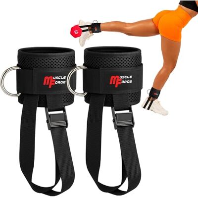 MuscleForge 2 stuks haltervoetriemen met metalen gespen en enkelgewichtssysteem, pluggen voor sportschool, beenriemen voor voetgewichten en Tibialis trainer MuscleForge 2 stuks haltervoetriemen met metalen gespen en enkelgewichtssysteem, pluggen voor sportschool, beenriemen voor voetgewichten en Tibialis trainer