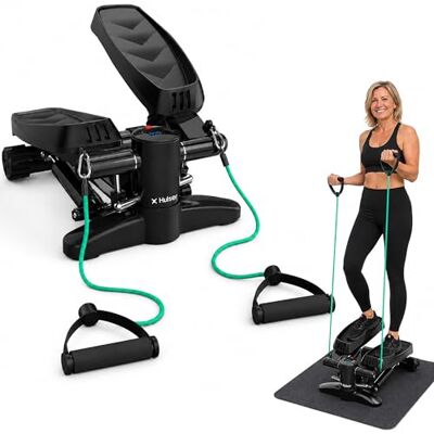 Hulser Stepper met display, verstelbaar, met weerstandsbanden, fitnessapparaat, thuissport, twist fitness, swing, mini-cardio home trainer Hulser Stepper met display, verstelbaar, met weerstandsbanden, fitnessapparaat, thuissport, twist fitness, swing, mini-cardio home trainer