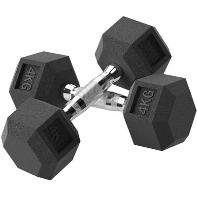 HOMCOM Korte halterset, totaal 2 x 4 kg, fitness, heren, dames, zwart Halters voor krachttraining, spiertraining, gewichtheffen, metaal en rubber HOMCOM Korte halterset, totaal 2 x 4 kg, fitness, heren, dames, zwart Halters voor krachttraining, spiertraining, gewichtheffen, metaal en rubber