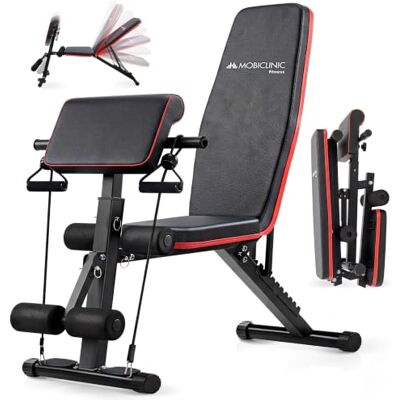Mobiclinic ®, halterbank, weerstandsbanden, opvouwbaar, multifunctioneel, persbank, verstelbaar, kantelen en declineren, tot 120 kg, Planefit, fitness thuis Mobiclinic ®, halterbank, weerstandsbanden, opvouwbaar, multifunctioneel, persbank, verstelbaar, kantelen en declineren, tot 120 kg, Planefit, fitness thuis