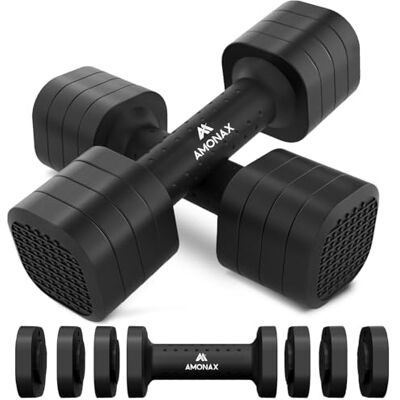 Amonax Verstelbare halterset, 0,9 kg/1,4 kg/1,8 kg/2,3 kg, 4-in-1 halterset voor dames en heren, vrije gewichten voor thuissportschool, gewichten voor krachttraining Amonax Verstelbare halterset, 0,9 kg/1,4 kg/1,8 kg/2,3 kg, 4-in-1 halterset voor dames en heren, vrije gewichten voor thuissportschool, gewichten voor krachttraining