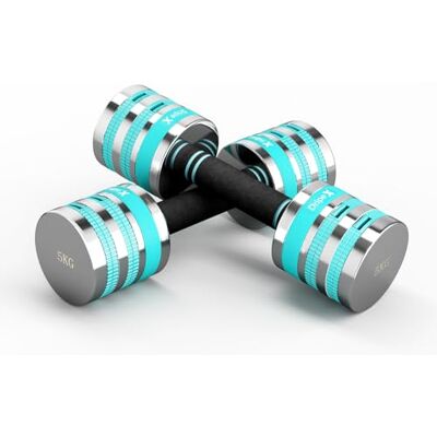 Dripex Verstelbare halters voor krachttraining, 2 stuks, 5 kg, met schuimrubberen handgreep, voor dames en heren, fitnessstudio, thuis, training Dripex Verstelbare halters voor krachttraining, 2 stuks, 5 kg, met schuimrubberen handgreep, voor dames en heren, fitnessstudio, thuis, training