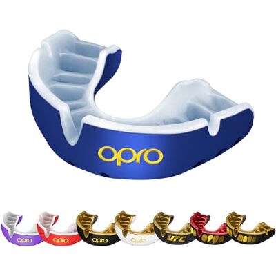 Opro Gold Level mondbescherming voor volwassenen en junioren, met revolutionaire aanpassingstechnologie voor boksen, rugby, hockey, lacrosse (blauw, volwassenen) Opro Gold Level mondbescherming voor volwassenen en junioren, met revolutionaire aanpassingstechnologie voor boksen, rugby, hockey, lacrosse (blauw, volwassenen)