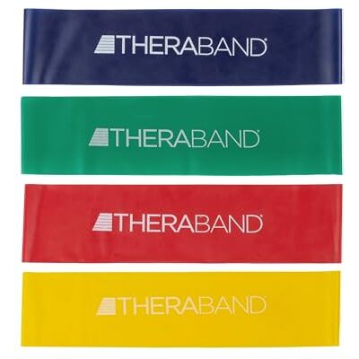 Theraband Set van 4 weerstandsbanden van 30,5 cm voor been- en biltraining, beginner tot gevorderd niveau voor oefeningen, revalidatie, fysiotherapie, stretching, krachttraining Theraband Set van 4 weerstandsbanden van 30,5 cm voor been- en biltraining, beginner tot gevorderd niveau voor oefeningen, revalidatie, fysiotherapie, stretching, krachttraining