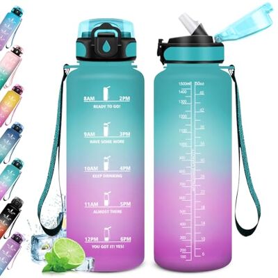 KollyKolla Drinkfles, 1,5 liter, met rietje, herbruikbaar, lekvrij, met tijdweergave, voor fiets, school, fitness, sport, gym, yoga KollyKolla Drinkfles, 1,5 liter, met rietje, herbruikbaar, lekvrij, met tijdweergave, voor fiets, school, fitness, sport, gym, yoga