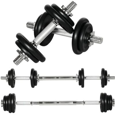 HOMCOM Soozier 44 lbs 2-in-1 verstelbare halterstang en halters, zwart Vrije gewichtenset, antislip handgrepen, training thuis. HOMCOM Soozier 44 lbs 2-in-1 verstelbare halterstang en halters, zwart Vrije gewichtenset, antislip handgrepen, training thuis.