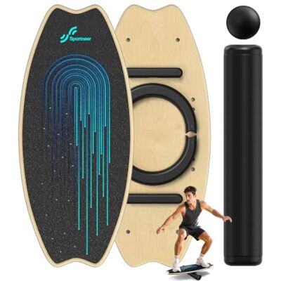 Sportneer Balansbord 7 modi met instelbare stops balanstrainer, stabiliteitstrainer ter verbetering van balans, surfen en fysiotherapie roller en bal Sportneer Balansbord 7 modi met instelbare stops balanstrainer, stabiliteitstrainer ter verbetering van balans, surfen en fysiotherapie roller en bal