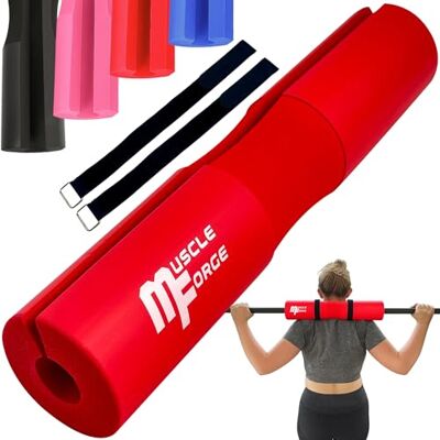 MuscleForge ® Schuimkussen met 2 riemen, Barbell Pad ter bescherming van nek en heupen bij squats en heupstoten bij fitnesstrainingen MuscleForge ® Schuimkussen met 2 riemen, Barbell Pad ter bescherming van nek en heupen bij squats en heupstoten bij fitnesstrainingen
