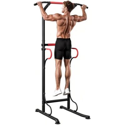 HOMCOM multifunctionele krachttraining, Romeinse stoel, zwart, rood Optrekstang, in hoogte verstelbaar, staal HOMCOM multifunctionele krachttraining, Romeinse stoel, zwart, rood Optrekstang, in hoogte verstelbaar, staal