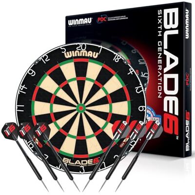WINMAU Blade 6 Dartbord Set + 2 sets Steeldarts Dartset met 6 Dartpijlen WINMAU Blade 6 Dartbord Set + 2 sets Steeldarts Dartset met 6 Dartpijlen