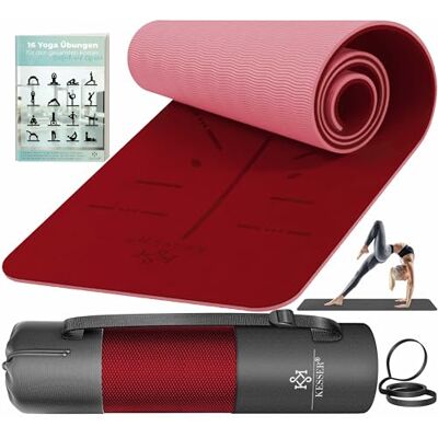 KESSER ® Turnmat met draagriem, TPE, gevoerd en antislip, 183 x 61 cm, voor fitness, training, yoga, pilates en gymnastiek, extra dik KESSER ® Turnmat met draagriem, TPE, gevoerd en antislip, 183 x 61 cm, voor fitness, training, yoga, pilates en gymnastiek, extra dik