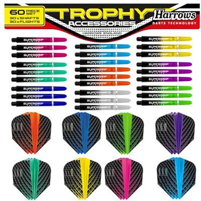 Harrows Set van 60 krachtige dart- en vluchtrollen met super handgrepen en kwantumvluchten Harrows Set van 60 krachtige dart- en vluchtrollen met super handgrepen en kwantumvluchten