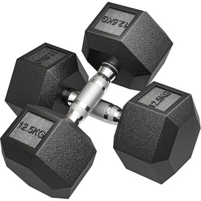 HOMCOM Gymnastiekhalterset, 2 x 12,5 kg, zeshoekig, gymnastiekgewichten met antislip handgreep, voor fitnesstraining thuis, zwart HOMCOM Gymnastiekhalterset, 2 x 12,5 kg, zeshoekig, gymnastiekgewichten met antislip handgreep, voor fitnesstraining thuis, zwart