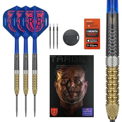 Target Darts Raymond van Barneveld Steel Tip Generation 6 Dart Set, 21G/23G/25G 95% wolfraam darts, K-Flex nr. 2 flights & shafts, Swiss Chrono Points zwart & SP-tool inbegrepen Player Edition Target Darts Raymond van Barneveld Steel Tip Generation 6 Dart Set, 21G/23G/25G 95% wolfraam darts, K-Flex nr. 2 flights & shafts, Swiss Chrono Points zwart & SP-tool inbegrepen Player Edition