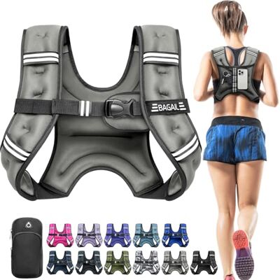 BAGAIL Gewichtsvest voor krachttraining, verstelbare borstgrootte, praktische zak, verzwaarde vesten van zandijzer, ideaal voor fitnesstraining, yoga en aerobicsoefeningen BAGAIL Gewichtsvest voor krachttraining, verstelbare borstgrootte, praktische zak, verzwaarde vesten van zandijzer, ideaal voor fitnesstraining, yoga en aerobicsoefeningen