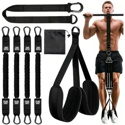 Kuvarix Pull Up Weerstandsbandset, klimrekhulp, 34-136 kg met verstelbare weerstand en hoogte, pull-up band voor optrekken, fitnessband voor thuis en sportschool, ideaal voor beginners Kuvarix Pull Up Weerstandsbandset, klimrekhulp, 34-136 kg met verstelbare weerstand en hoogte, pull-up band voor optrekken, fitnessband voor thuis en sportschool, ideaal voor beginners