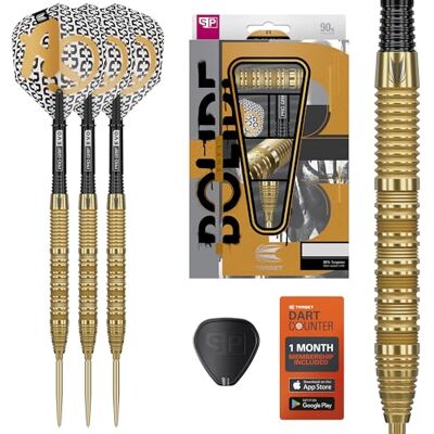Target Darts Bolide Envy 90% Wolfraam Swiss Point Steel Tip Dart Set (Barrel 01/02/03/04/05), 21G/22G/23G/24G/25G/26G Nr. 6 Flights & Pro Grip EVO-schachten, gouden Zwitserse Points + SP-tool Target Darts Bolide Envy 90% Wolfraam Swiss Point Steel Tip Dart Set (Barrel 01/02/03/04/05), 21G/22G/23G/24G/25G/26G Nr. 6 Flights & Pro Grip EVO-schachten, gouden Zwitserse Points + SP-tool