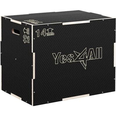 Yes4All 3-in-1 plyometrische houten kist plyometrische springbox voor thuissportschool en outdoor training, jump box 204 kg Yes4All 3-in-1 plyometrische houten kist plyometrische springbox voor thuissportschool en outdoor training, jump box 204 kg