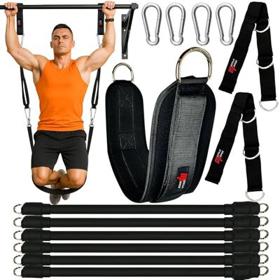 MuscleForge Trekhulpbanden voor krachttraining, verstelbare weerstandsbanden voor optrekstang met beenriem MuscleForge Trekhulpbanden voor krachttraining, verstelbare weerstandsbanden voor optrekstang met beenriem