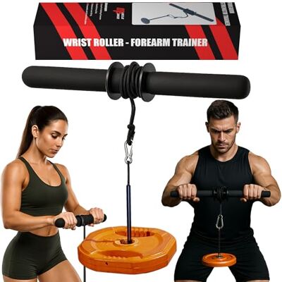 MuscleForge Polsrol voor onderarmen tot 60 kg belasting voor grip en onderarmkracht, polsversterking voor sterke en gespierde onderarmen, ondersteunt MuscleForge Polsrol voor onderarmen tot 60 kg belasting voor grip en onderarmkracht, polsversterking voor sterke en gespierde onderarmen, ondersteunt