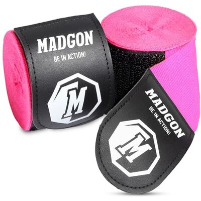 MADGON Bokshanddoeken met klittenband en hoogwaardige duimlus, 3 m/3,8 m/4,5 m, duurzame handenveloppen voor MMA, boksen, kickboksen, sparren, bandages MADGON Bokshanddoeken met klittenband en hoogwaardige duimlus, 3 m/3,8 m/4,5 m, duurzame handenveloppen voor MMA, boksen, kickboksen, sparren, bandages