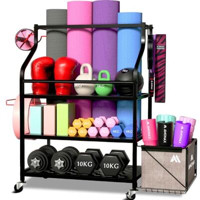Amonax Houder voor halters thuis, kettlebellhouder, yogamathouder, schuimrubberen weerstandsband, fitnessaccessoires, trainingsapparatuur voor vrouwen Amonax Houder voor halters thuis, kettlebellhouder, yogamathouder, schuimrubberen weerstandsband, fitnessaccessoires, trainingsapparatuur voor vrouwen
