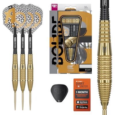 Target Darts Bolide Envy 90% Wolfraam Swiss Point Steel Tip Dart Set (Barrel 01/02/03/04/05), 21G/22G/23G/24G/25G/26G Nr. 6 Flights & Pro Grip EVO-schachten, gouden Zwitserse Points + SP-tool Target Darts Bolide Envy 90% Wolfraam Swiss Point Steel Tip Dart Set (Barrel 01/02/03/04/05), 21G/22G/23G/24G/25G/26G Nr. 6 Flights & Pro Grip EVO-schachten, gouden Zwitserse Points + SP-tool