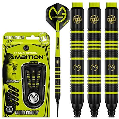 WINMAU Michael Van Gerwen Ambition 20 g Messing Dartset met zachte punt MvG Messing dartset Dartaccessoires : middelgrote vleugels en schachten 20 g. 22 g en 24 g dartpijlen WINMAU Michael Van Gerwen Ambition 20 g Messing Dartset met zachte punt MvG Messing dartset Dartaccessoires : middelgrote vleugels en schachten 20 g. 22 g en 24 g dartpijlen