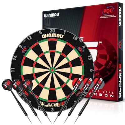 WINMAU Triple-core Professioneel sisal dartbord met 2 sets dartpijlen, toernooi dartbord met de hoogste precisie, klassiek dartbord voor WINMAU Triple-core Professioneel sisal dartbord met 2 sets dartpijlen, toernooi dartbord met de hoogste precisie, klassiek dartbord voor