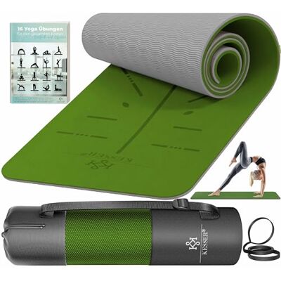 KESSER ® Turnmat met draagriem, TPE, gevoerd en antislip, 183 x 61 cm, voor fitness, training, yoga, pilates en gymnastiek, extra dik KESSER ® Turnmat met draagriem, TPE, gevoerd en antislip, 183 x 61 cm, voor fitness, training, yoga, pilates en gymnastiek, extra dik