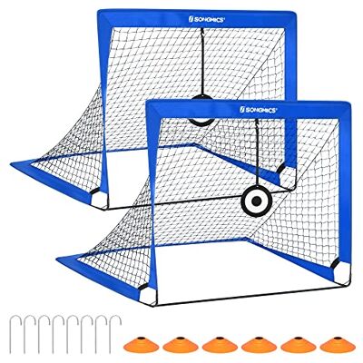 SONGMICS Set van 2 voetbalkooien voor kinderen, draagbaar en opvouwbaar, voor tuin, park, strand, elastisch glasvezelframe SONGMICS Set van 2 voetbalkooien voor kinderen, draagbaar en opvouwbaar, voor tuin, park, strand, elastisch glasvezelframe