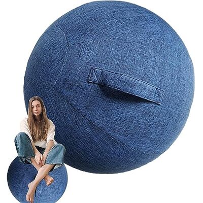 SWTKO Beschermhoes voor stoelen, oefenbal, stoelhoes voor zwangerschapsbal en balansbal voor kantoor en thuis, met handvat en pomp, blauw, 65 cm SWTKO Beschermhoes voor stoelen, oefenbal, stoelhoes voor zwangerschapsbal en balansbal voor kantoor en thuis, met handvat en pomp, blauw, 65 cm