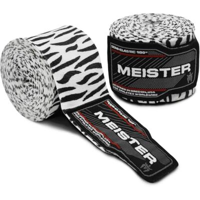 Meister 1 paar elastische katoenen bandages voor MMA en boksen, zebrapatroon, 457 cm Meister 1 paar elastische katoenen bandages voor MMA en boksen, zebrapatroon, 457 cm