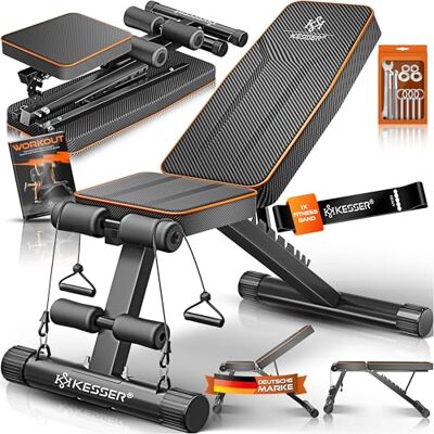 KESSER ® Banc de musculation pliable multifonctionnel avec dossier réglable, capacité 500kg, pour développé couché et entraînement complet du corps KESSER ® Banc de musculation pliable multifonctionnel avec dossier réglable, capacité 500kg, pour développé couché et entraînement complet du corps