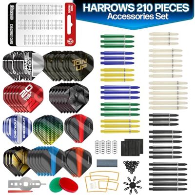 Harrows Trophy 210-delige dartset – ongelooflijke set bestaande uit dartstaven, dartvinnen, dartringen, dartslijper, dartslijper, Harrows Trophy 210-delige dartset – ongelooflijke set bestaande uit dartstaven, dartvinnen, dartringen, dartslijper, dartslijper,