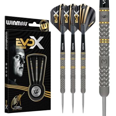 WINMAU Michael Van Gerwen MvG EvoX Professionele dartset met vleugels en schachten Verkrijgbaar in zachte punt 18 g/totaal gewicht 20 g en stalen punt 21 g, 22,5 g en 24 g WINMAU Michael Van Gerwen MvG EvoX Professionele dartset met vleugels en schachten Verkrijgbaar in zachte punt 18 g/totaal gewicht 20 g en stalen punt 21 g, 22,5 g en 24 g