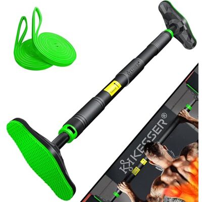 KESSER ® Optrekstang voor deurkozijnen, verstelbaar, voor fitnessstudio, vaste stang zonder schroeven/boren, 68-106 cm, uittrekbaar, draagvermogen tot 300 kg en handgrepen KESSER ® Optrekstang voor deurkozijnen, verstelbaar, voor fitnessstudio, vaste stang zonder schroeven/boren, 68-106 cm, uittrekbaar, draagvermogen tot 300 kg en handgrepen