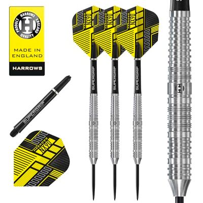 Harrows NX90 Professionele dartpijlen, parallelle vorm, 90% wolfraam, stalen punt met snelwisseling, set van 10 stuks Harrows NX90 Professionele dartpijlen, parallelle vorm, 90% wolfraam, stalen punt met snelwisseling, set van 10 stuks