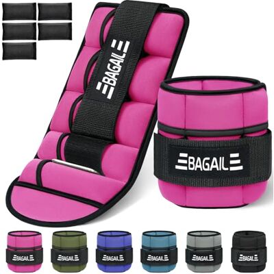 BAGAIL Set van 2 verstelbare enkelgewichten met afneembare zandzak, polsband en draagbare enkelband, 0,45 kg 1,6 kg, omtrek 15-31 cm, ideaal voor training BAGAIL Set van 2 verstelbare enkelgewichten met afneembare zandzak, polsband en draagbare enkelband, 0,45 kg 1,6 kg, omtrek 15-31 cm, ideaal voor training