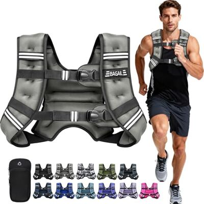 BAGAIL Gewichtsvest voor krachttraining, verstelbare borstgrootte, praktische zak, verzwaarde vesten van zandijzer, ideaal voor fitnesstraining, yoga en aerobicsoefeningen BAGAIL Gewichtsvest voor krachttraining, verstelbare borstgrootte, praktische zak, verzwaarde vesten van zandijzer, ideaal voor fitnesstraining, yoga en aerobicsoefeningen