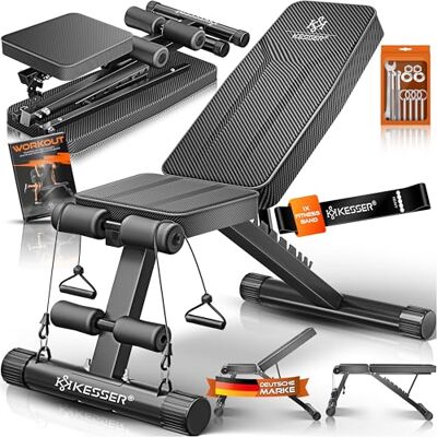KESSER ® Banc de musculation pliable multifonctionnel avec dossier réglable, capacité 500kg, pour développé couché et entraînement complet du corps KESSER ® Banc de musculation pliable multifonctionnel avec dossier réglable, capacité 500kg, pour développé couché et entraînement complet du corps