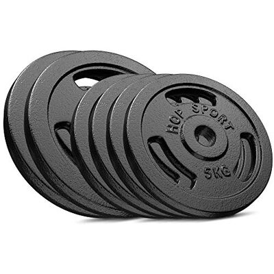 HS HOP-SPORT Hop-Sport Gietijzeren halterschijven, 20 kg, 30 kg, 40 kg, 60 kg, set halterschijven, set gietijzeren schijven met cilinderdiameter van 30/31 mm, krachttraining en gewichtheffen HS HOP-SPORT Hop-Sport Gietijzeren halterschijven, 20 kg, 30 kg, 40 kg, 60 kg, set halterschijven, set gietijzeren schijven met cilinderdiameter van 30/31 mm, krachttraining en gewichtheffen
