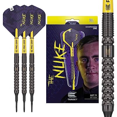 Target Darts Luke Littler Generation 1 Soft Tip Darts, 90% Wolfraam Dart, 19G Pixel Tip Dart Set, Player Edition Soft Tip Elektronische Dart Set met Pro Grip Schachten in nr. 2 Flights Target Darts Luke Littler Generation 1 Soft Tip Darts, 90% Wolfraam Dart, 19G Pixel Tip Dart Set, Player Edition Soft Tip Elektronische Dart Set met Pro Grip Schachten in nr. 2 Flights