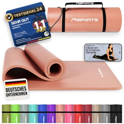MSPORTS Hoogwaardige gymnastiekmat, fitness- en fitnessmat Huidvriendelijk met draagriem, oefenposter en trainingsapp, verschillende maten en MSPORTS Hoogwaardige gymnastiekmat, fitness- en fitnessmat Huidvriendelijk met draagriem, oefenposter en trainingsapp, verschillende maten en