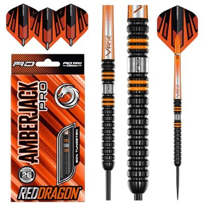 Dragon Amberjack Pro Series hoogwaardige wolfraam dartset met vleugels en schachten Dragon Amberjack Pro Series hoogwaardige wolfraam dartset met vleugels en schachten