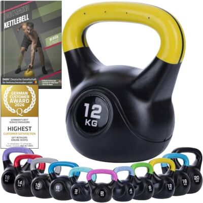 Body & Mind ® Kettlebell kunststof kogelhalter 2-20 kg Halter voor krachttraining Profi Fitness Traagheidshalter Body & Mind ® Kettlebell kunststof kogelhalter 2-20 kg Halter voor krachttraining Profi Fitness Traagheidshalter
