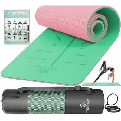 KESSER ® Turnmat met draagriem, TPE, gevoerd en antislip, 183 x 61 cm, voor fitness, training, yoga, pilates en gymnastiek, extra dik KESSER ® Turnmat met draagriem, TPE, gevoerd en antislip, 183 x 61 cm, voor fitness, training, yoga, pilates en gymnastiek, extra dik