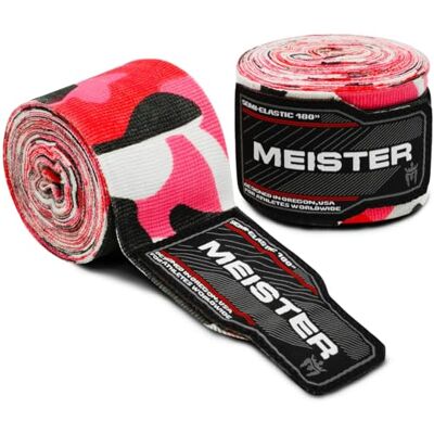 Meister Elastische katoenen bandages voor MMA en boksen, camouflagepatroon, 457 cm, roze Meister Elastische katoenen bandages voor MMA en boksen, camouflagepatroon, 457 cm, roze