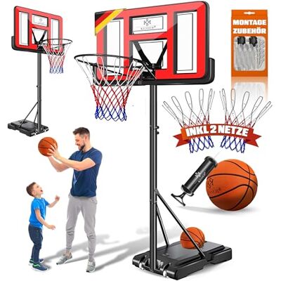 KESSER ® Hoogwaardige basketbalkorf met standaard, basketbal + pomp, korfhoogte verstelbaar van 230 tot 305 cm, in hoogte verstelbaar van 230 tot 305 cm, voor volwassenen en kinderen KESSER ® Hoogwaardige basketbalkorf met standaard, basketbal + pomp, korfhoogte verstelbaar van 230 tot 305 cm, in hoogte verstelbaar van 230 tot 305 cm, voor volwassenen en kinderen